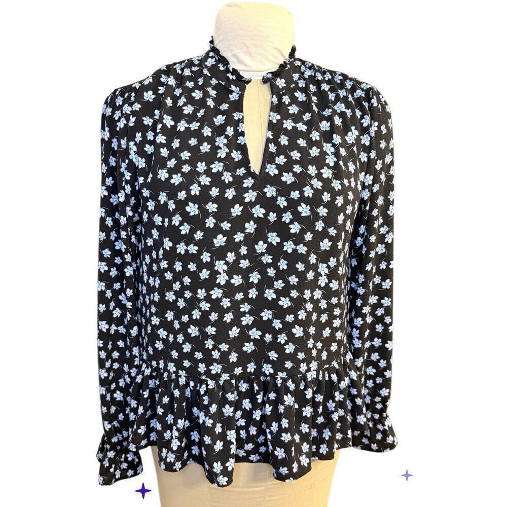 CeCe Brooke Ditsy Floral Peplum Top Medium Floral Romantic